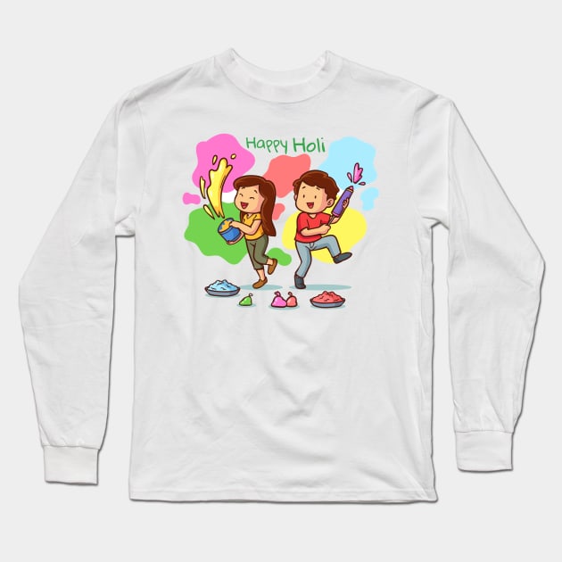 Happy Holi Latest Design Long Sleeve T-Shirt by who_rajiv